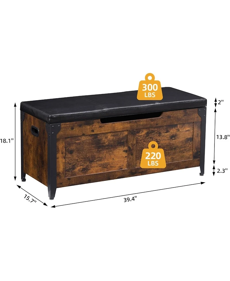 gaomon Storage Chest Wooden Storage Bench with Safety Hinges Large Shoe Bench for Entryway Easy Assembly