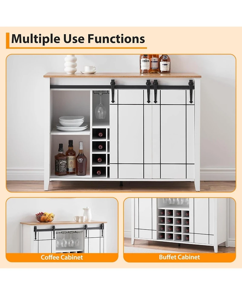 gaomon Coffee Bar Cabinet Wine Glass Rack