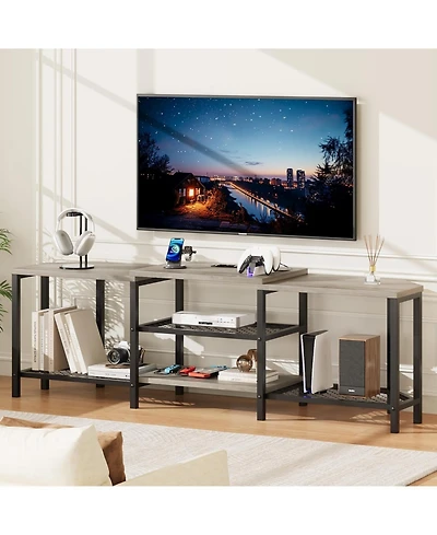gaomon Tv Stand with 4 Open Shelves Corner Entertainment Center Power Outlets Plus Led Lights Media Console