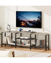 gaomon Tv Stand with 4 Open Shelves Corner Entertainment Center Power Outlets Plus Led Lights Media Console
