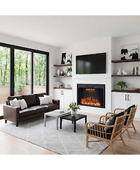 Boyel Living Electric Fireplace Insert with Realistic Flame & Dual Heat Settings, Double Glass Door