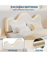 gaomon Queen Bed Frame Adjustable Upholstered Headboard Storage Drawers Boucle Lamb Fleece Led Kids Bed Wood Slats