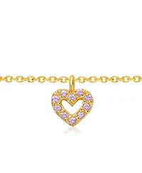 GiGiGirl 14k Gold Plated Pink Cubic Zirconia Heart Halo Charm Pendant Necklace