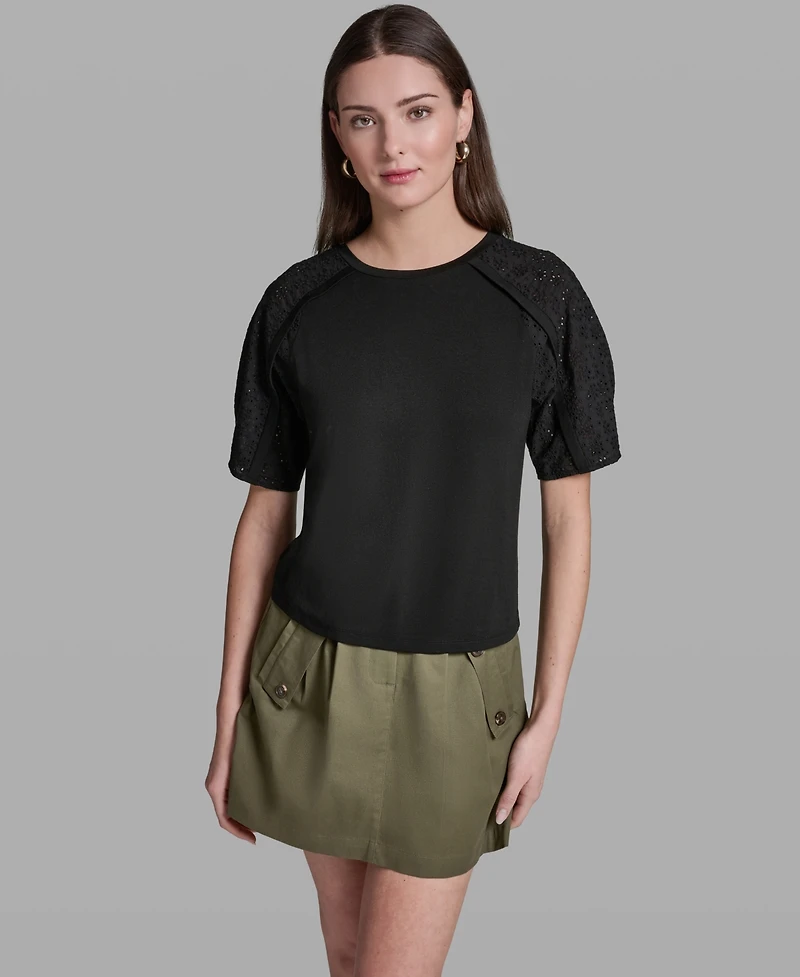 Bcbg Women's Short-Sleeve Crew Neck Top