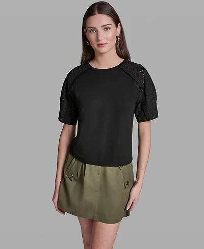 Bcbg Women's Short-Sleeve Crew Neck Top