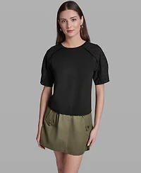 Bcbg Women's Short-Sleeve Crew Neck Top