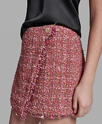 Bcbg Women's Fringe Hem Tweed Short Skirt