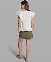 Bcbg Women's Multi Layer Ruffles Flutter-Sleeve Top