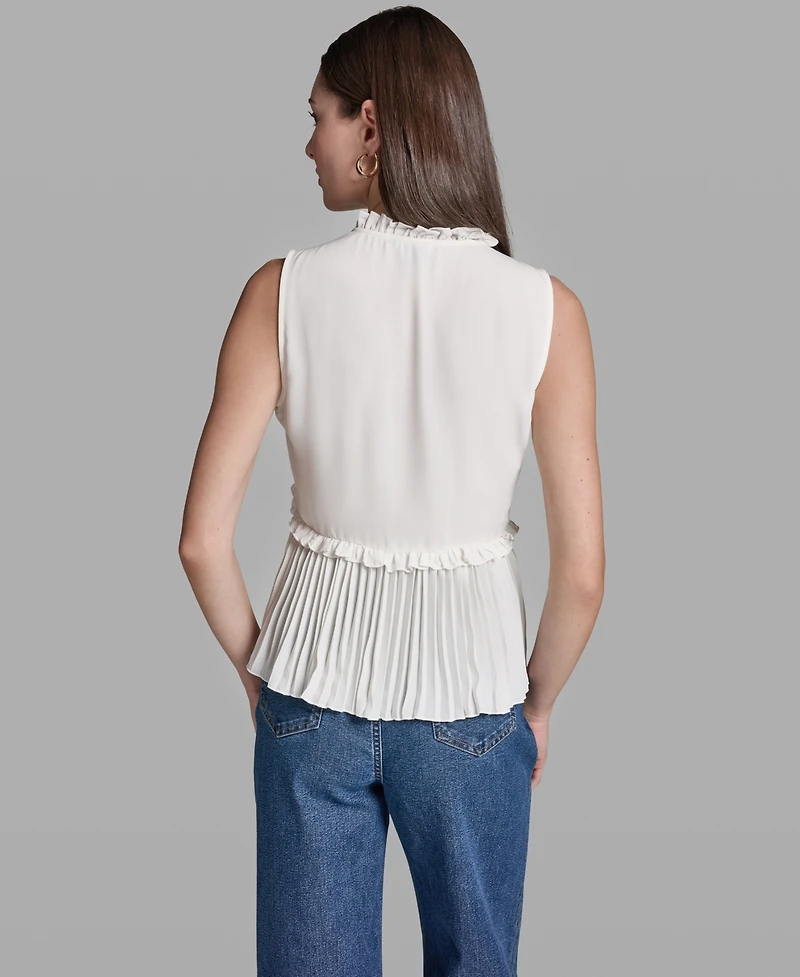 Bcbg Women's Ruffles Pleated Hem Top