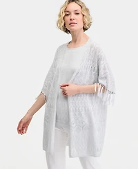 Jm Collection Women's Metallic Fringe Pointelle Cardigan, Macy's Exclusive
