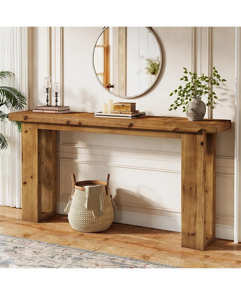 Tribesigns Solid Wood Sofa Table Behind The Couch, 63-Inch Long