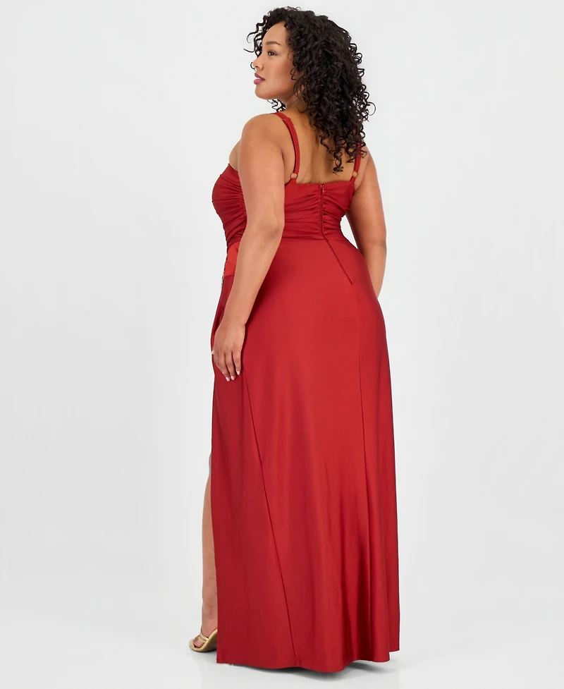 Seni & Cade Trendy Plus Ruched Sleeveless Gown