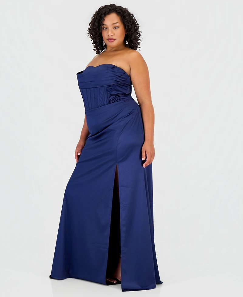 Katia Rae Trendy Plus Sweetheart-Neck Corset Gown