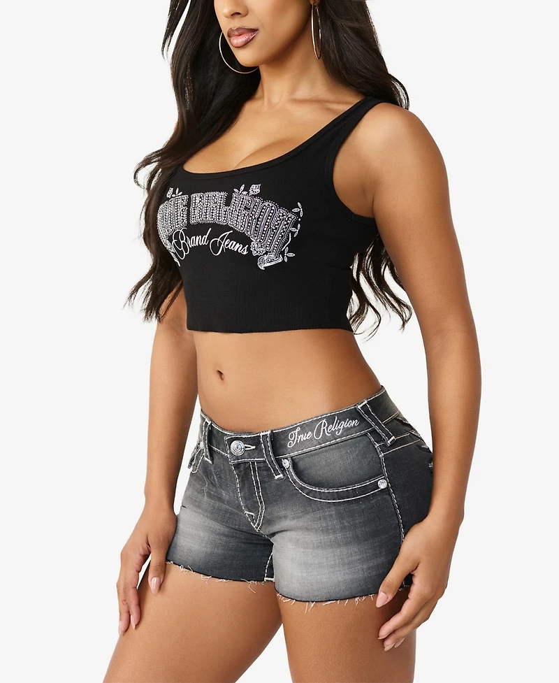 True Religion Women's Crystal Bandana Rib Tank Top
