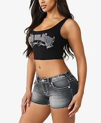 True Religion Women's Crystal Bandana Rib Tank Top