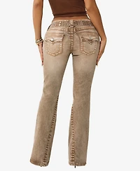 True Religion Women's Belted Joey Low-Rise Flare Big T-Flap Jeans