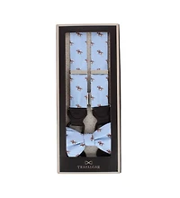 Trafalgar Men's Down The Stretch Racehorse Linen Blend Suspenders & Bow Tie Bundle