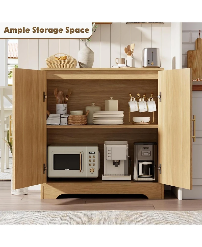 gaomon Modern Console Table Storage with 2 Rattan Doors Shelves