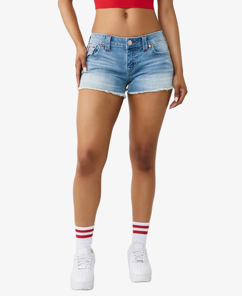 True Religion Women's Joey Low-Rise Super T-Flap Shorts