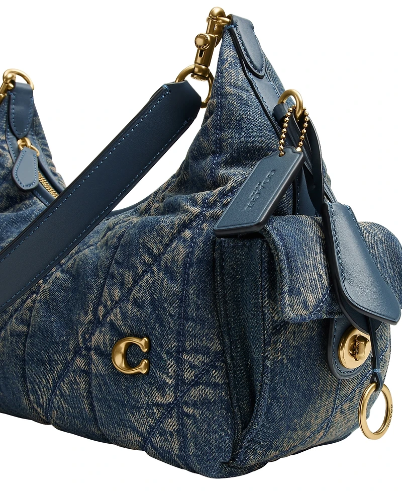 Coach Juliet Soft Quilted Denim Pocket Medium Shoulder Bag