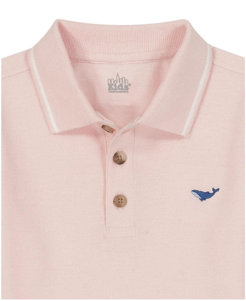 Kids Headquarters Boys' Toddler 2T-5T Tipped Polo, Baseball T-Shirt and Striped Oxford Shorts, 3-piece Set