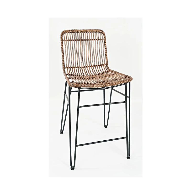Jofran Weaver Hairpin Modern Global Rattan Counter Barstool (Set of 2)