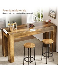 Tribesigns 63" Long Bar Table, Pub Table for Kitchen, Home Bar & Living Room