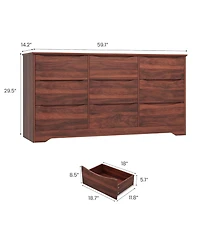 gaomon Wooden Dresser with Drawers, Tall Modern Closet with Deep Storage, Large Chest of Drawers with Wide Top