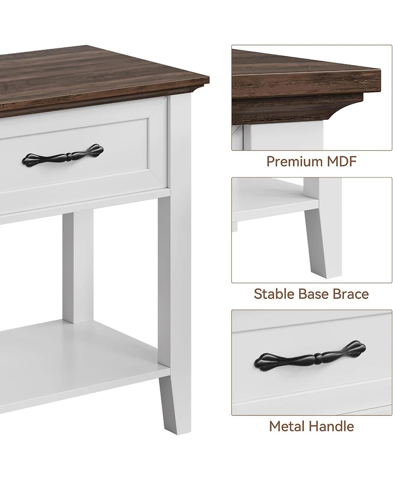 gaomon White Wooden Nightstand Set of 2 Bedside Table with Drawer Plus Open Shelf Space Saving End Table for Bedroom