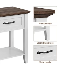 gaomon White Wooden Nightstand Set of 2 Bedside Table with Drawer Plus Open Shelf Space Saving End Table for Bedroom