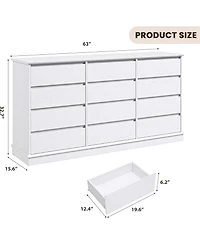 gaomon 12 Drawer Dresser Large Double Chest with Deep Drawers