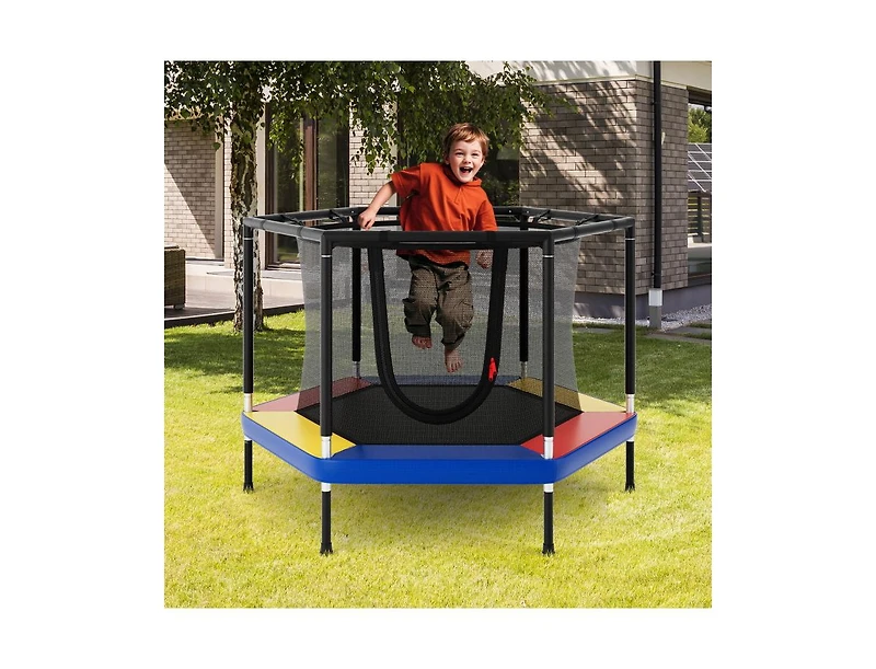Hongge Small Toddler Recreational Trampoline with Safety Enclosure Net-Colorful
