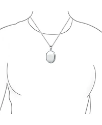 Bling Jewelry Simple Plain Oval Photo Locket .925 Sterling Silver Necklace Pendant