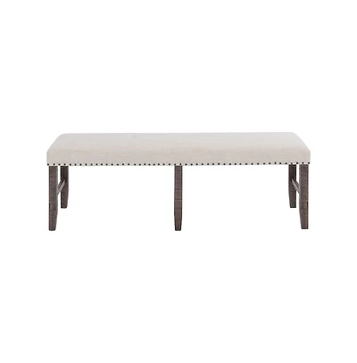 Jofran Willow Creek Distressed Solid Wood Upholstered Dining Bench