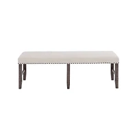 Jofran Willow Creek Distressed Solid Wood Upholstered Dining Bench