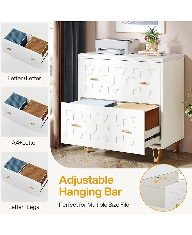 Rainsken 2-Drawer Lateral File Cabinet for Legal/Letter/A4 Size