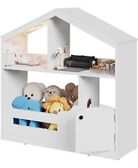 gaomon 2-Tier Kids Bookshelf & Toy Storage with Motion Sensor Light, 36.6" Wide Wooden Bookcase for Nursery or Playroom