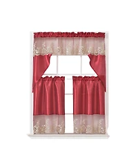 Rt Designers Collection Polyester Bethany Embroidered 3 Piece Kitchen Curtains Tier & Swag Set 60" x 36"