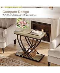 Tribesigns Side Table, 2-Tier Narrow End Table for Living Room, Industrial Nightstand with Metal Frame, Small Bedside Tables