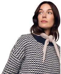 Celtic & Co. Women's Micro Check Funnel Neck Sweater