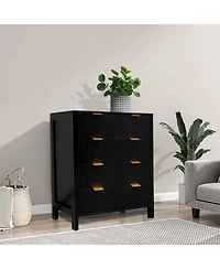 gaomon 4 Drawer Dresser, Waveform Fluted Panel Wood Dresser, Modern Dressers for Storage Drawers for Bedroom, Closet Living Room