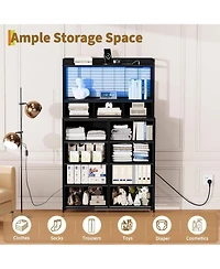 gaomon Rustic Dresser for Bedroom with Charging Station, App Controlled Rgb Led