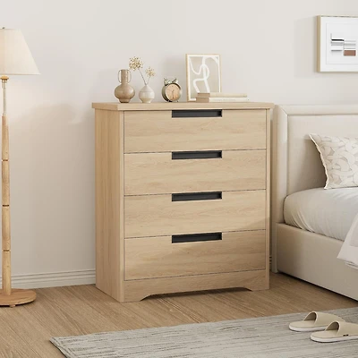 gaomon 4-Drawer Modern Wood Dresser Bedroom Organizer with Embedded Handles, Storage Cabinet for Living Room, Nursery, Hallway