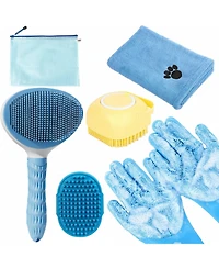 Aronkl Pet Bath Kit: Slicker Brush, Shampoo Glove, Towel
