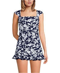 Lands' End Women's Long Torso Square Neck Underwire Tankini Top