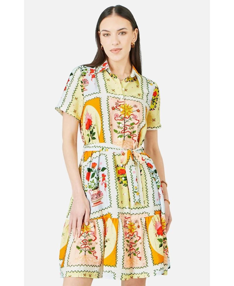 Yumi Women's Sun Patchwork Print Shirt Dress