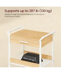 Yigii 4-Tier Rolling Storage Cart with Top Board, Drawer, Mesh Shelves, Lockable Casters