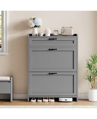 gaomon Shoe Cabinet with 2 Flip Drawers & 1 Top Drawer