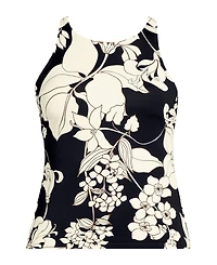 Lands' End Women's Long Torso Tugless High Neck Strappy Back Tankini Top