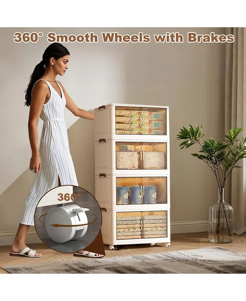 gaomon 4-Tier Stackable Plastic Storage Boxes with Lid, Modular Storage Organizer